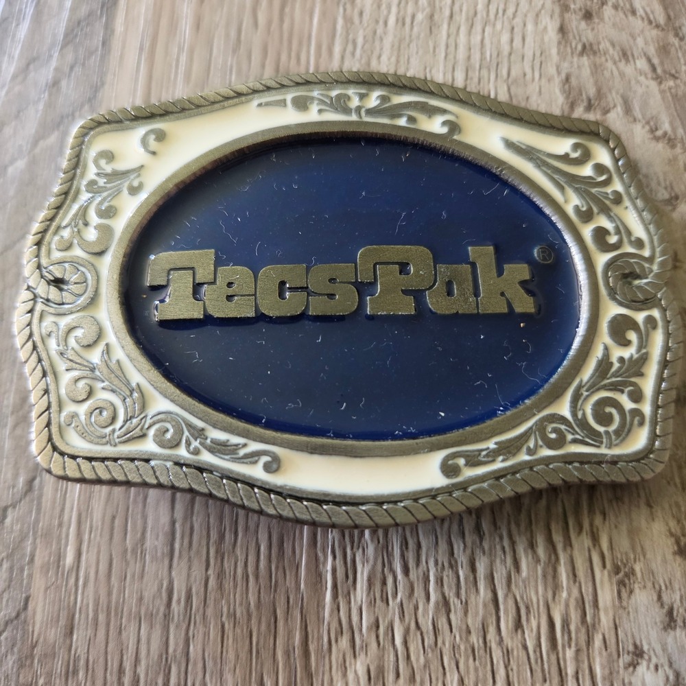 TecsPak Logo Belt Buckle Rare Vintage Mining Collectible Western Made in USA